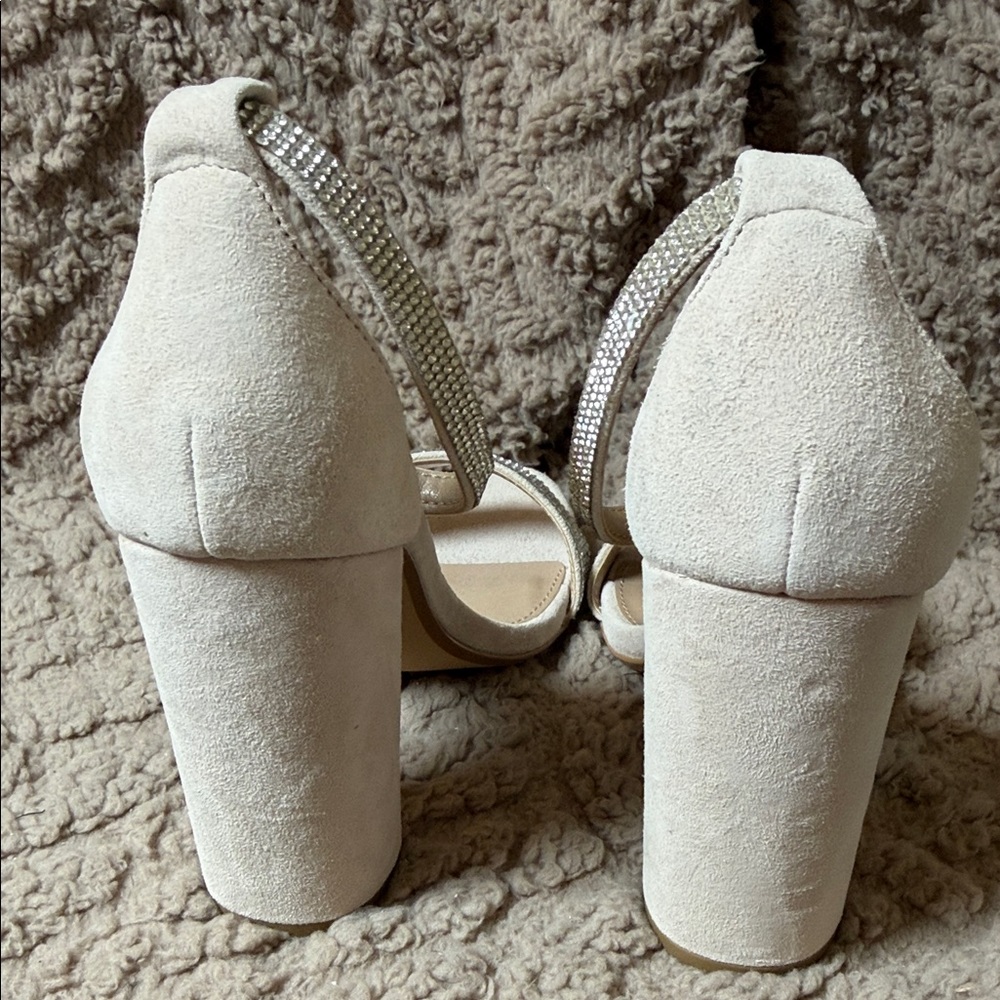 Steve Madden Cream Rhinestone Heels - Picture 5 of 13